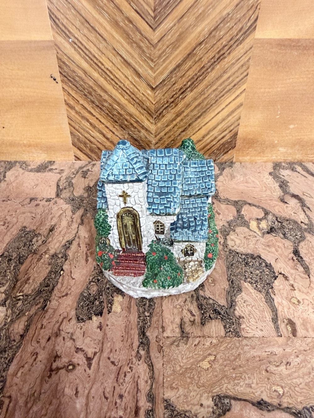 Miniature Church Cottage Figurine in Blue and White ⛪️